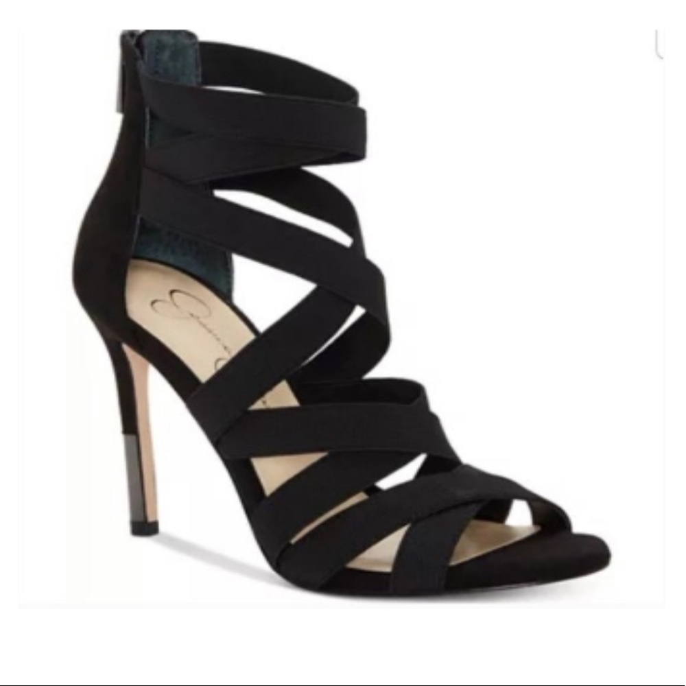 Jessica Simpson Black Strappy Jyra Sandal Heel Size US 11